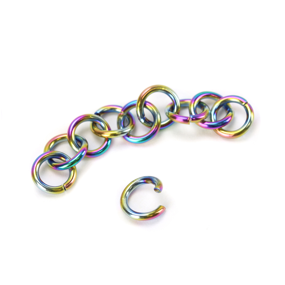 Jump Rings Stainless Steel, Rainbow Color 4mm* I.D. 18 Gauge Jump Rings, Pack of 10